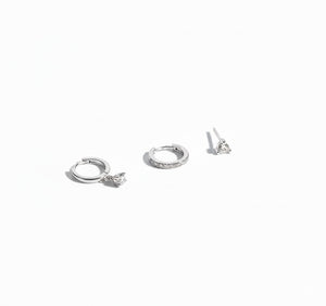 Triple Crystal Drop Hoops Earrings