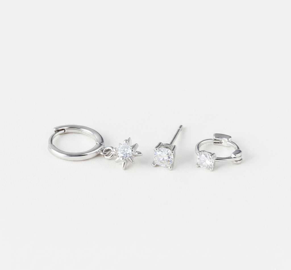 Triple Celestial Star Hoops Earrings