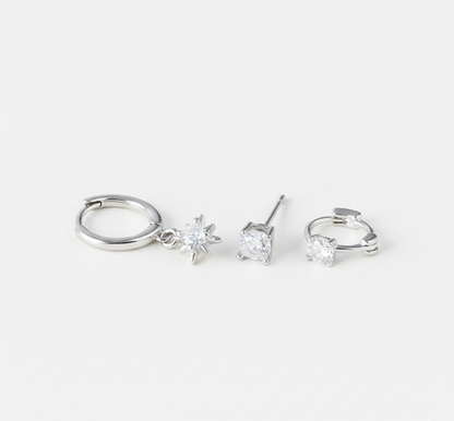 Triple Celestial Star Hoops Earrings