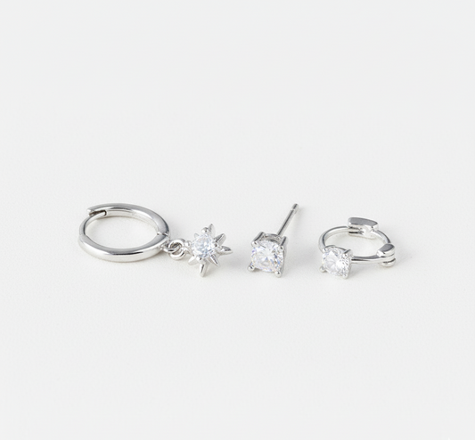 Triple Celestial Star Hoops Earrings