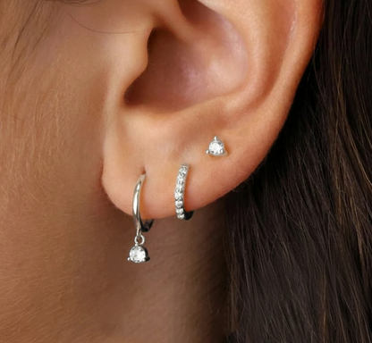 Triple Crystal Drop Hoops Earrings