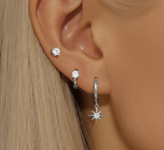 Triple Celestial Star Hoops Earrings