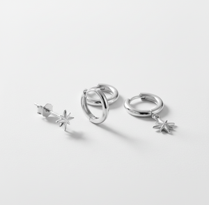 Triple North Star Hoops Earrings