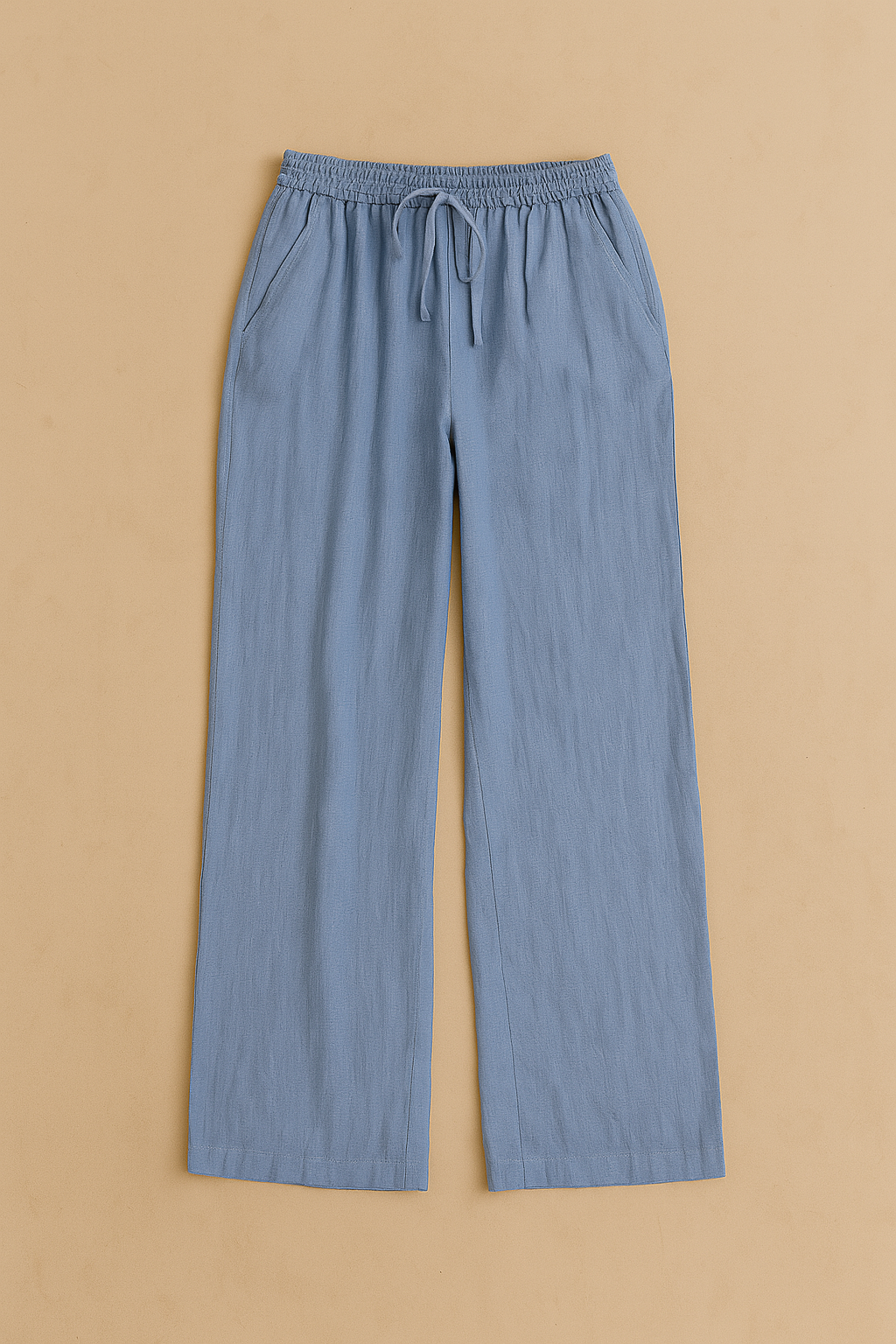 Relaxed Blue Linen Pants - Ellyora