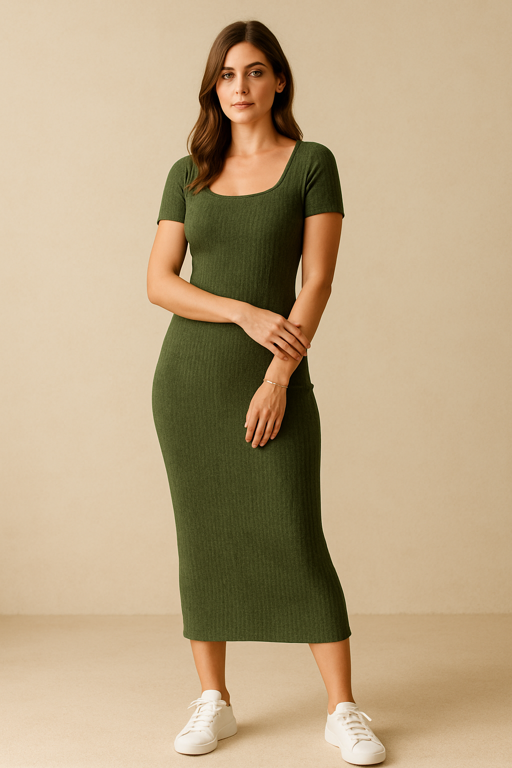 Ribbed Midi Dress - Ellyora