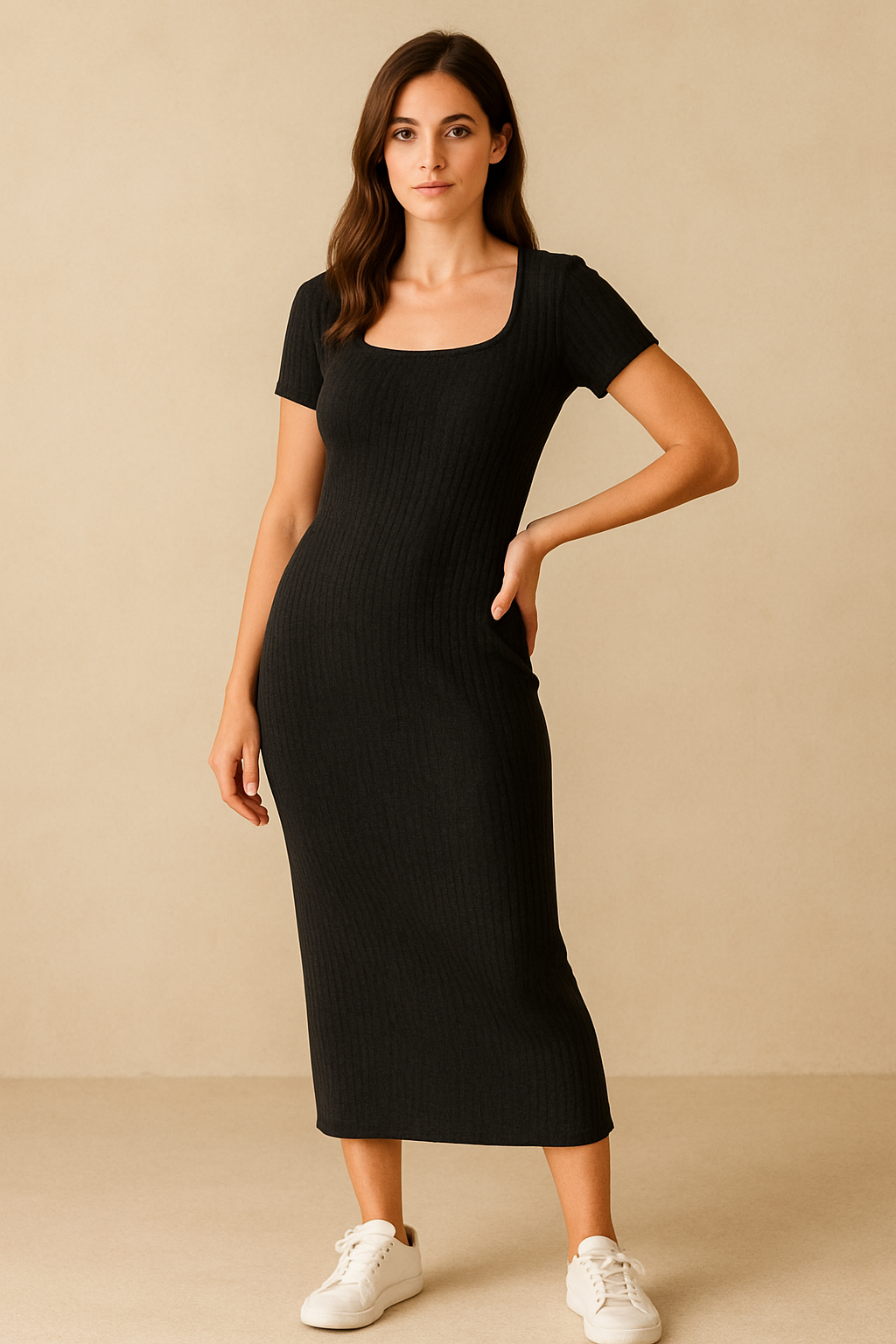 Ribbed Midi Dress - Ellyora