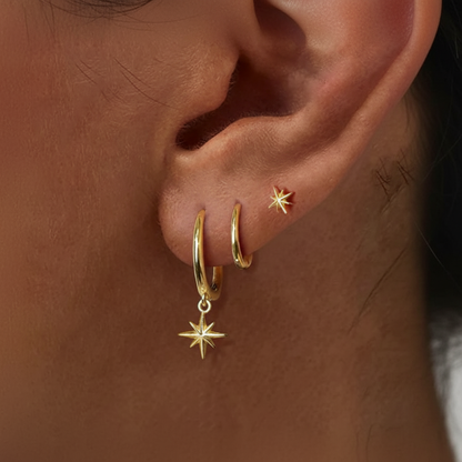 Triple North Star Hoops Earrings